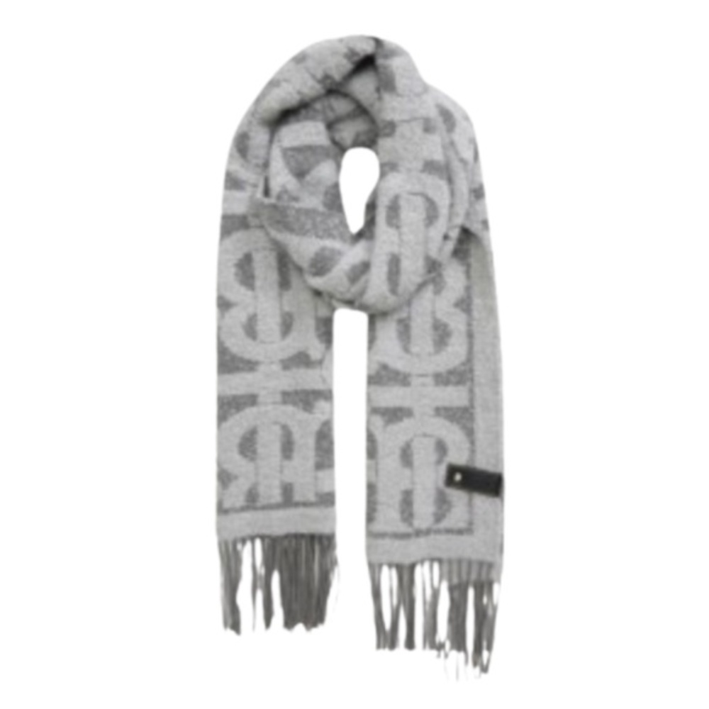BURBERRY Oversize TB Monogram Fringe Cashmere & Silk Scarf - Picture 1 of 16